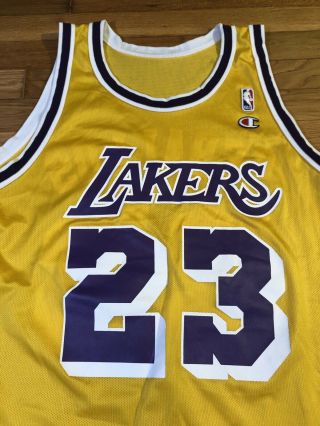 Vintage Los Angeles Lakers 23 Ceballos Champion Size 48 Lebron James 4