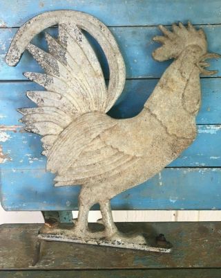 Vintage Antique Iron Rooster Part Of Weather Vane Barn Topper Chicken Farmhouse