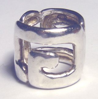 Chunky Bold Sculptural Vintage 925 Sterling Modernist Geometric Studio Ring Sz 7