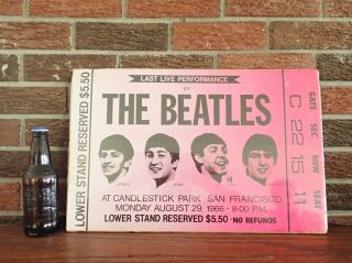 Vintage The Beatles Ticket Stub Poster from last concert in US 2