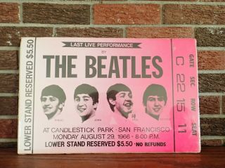 Vintage The Beatles Ticket Stub Poster from last concert in US 3