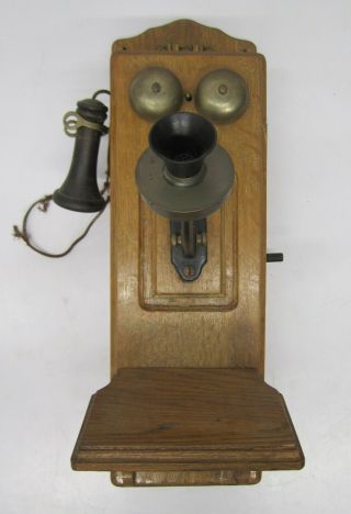Vtg Antique Stromberg Carlson Hand Crank Wooden Box Wall Telephone Phone