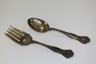 Antique Sterling Silver Serving Spoon & Fork Set Simpson Hall & Miller 138 Grams