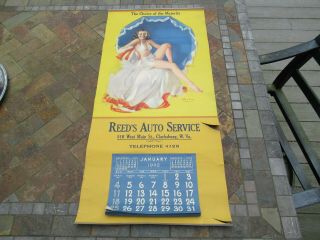 Vintage 1942 Pin Up / Poster Girl Calendar; " Reeds Auto Service "