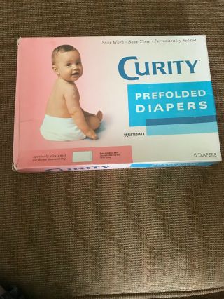 Vintage 60s 70s Kendall Curity Cloth Prefolded Diapers 6 Count Old Stock