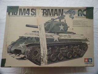 Sherman A4 Rc Tank 1:16 By Tamiya Rt - 1601 Vintage,  Unassembled And Upgraded