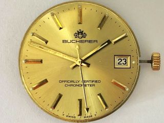 VINTAGE 1970’s SWISS BUCHERER AUTOMATIC WRIST WATCH MOVEMENT WITH DIAL & HANDS. 2