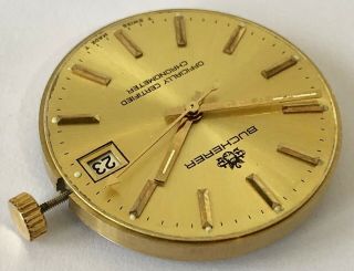 VINTAGE 1970’s SWISS BUCHERER AUTOMATIC WRIST WATCH MOVEMENT WITH DIAL & HANDS. 6
