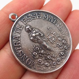 925 Sterling Silver Antique Congregation Of The Children Of Mary Medal Pendant