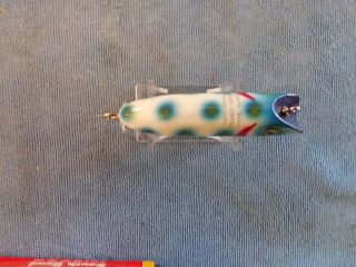 SOUTH BEND BASS ORENO 973 WHITE SPOTTED WOODEN LURE 4