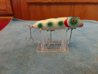 SOUTH BEND BASS ORENO 973 WHITE SPOTTED WOODEN LURE 5