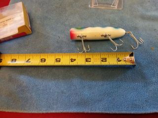 SOUTH BEND BASS ORENO 973 WHITE SPOTTED WOODEN LURE 8