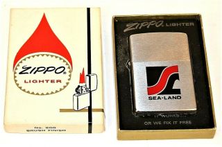 Vintage 1976 Nos Unlit Zippo Full Size " Sea - Land " Ad Lighter W/orig.  Box N.