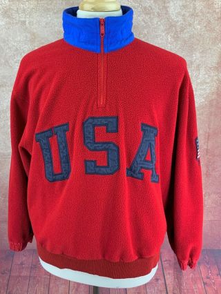 Vintage Polo Ralph Lauren 1992 Usa 1/4 Zip Superman Fleece Ski Pullover Men 