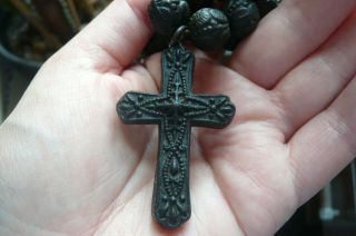 Victorian Irish Bog Oak Cross Necklace