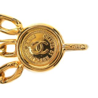 Authentic CHANEL CoCo Mark & Coin Charm Vintage Chain Belt Gold 95P F/S 10