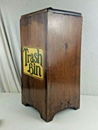 Vintage Country Kitchen Rustic Wood Trash Bin Can 2