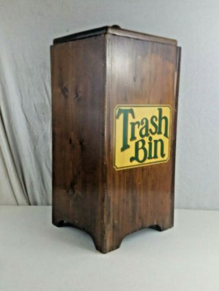 Vintage Country Kitchen Rustic Wood Trash Bin Can 5