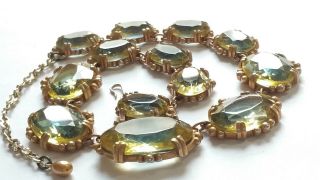 Vintage Open Back Bi Colour Faceted Glass Stone Necklace Large Stones