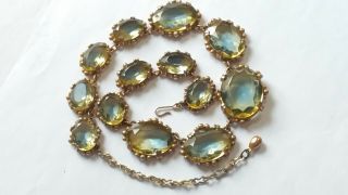 Vintage Open Back Bi Colour Faceted Glass Stone Necklace Large Stones 5
