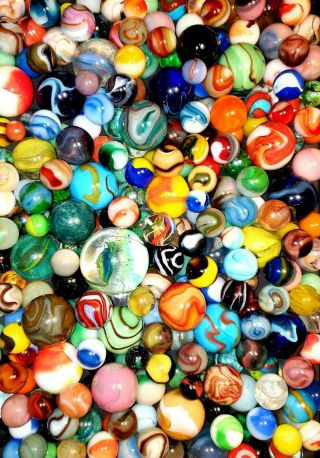 254 Marbles Vintage German Agate Style Jabo Akro Peltier Vitro Mk Mm Mfc Antique