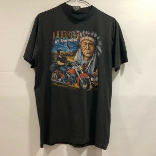 Vintage Harley Davidson Brother In The Wind 3d Emblem Tshirt 1990 Rare 50/50