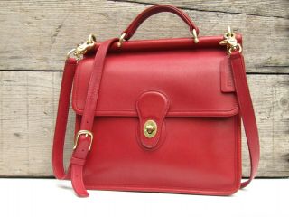 Vintage Coach Willis Messenger Bag In Red Leather Crossbody Satchel 9927