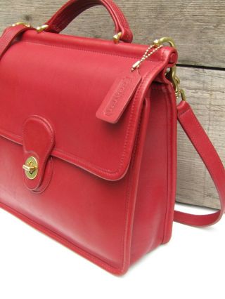 Vintage Coach Willis Messenger Bag in Red Leather Crossbody Satchel 9927 2