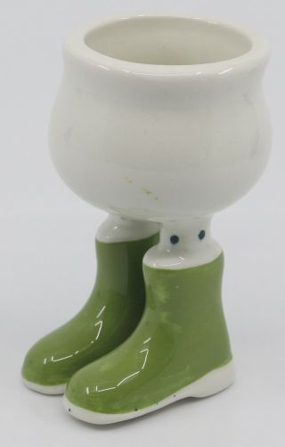 Vintage Carlton Ware Walking Egg Cup Green Gumboots / Wellingtons.  Carltonware