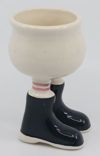 Vintage Carlton Ware Walking Egg Cup Black Gumboots / Wellingtons.  Carltonware