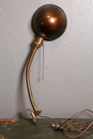 Vintage Antique Industrial Brass Machine Light Workbench Lamp Desk Drafting Ge