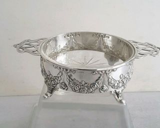 Pretty,  Antique Solid Silver Circular Butter / Preserve Dish.  Birm.  1911.