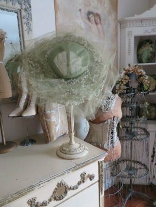 THE BEST Old Vintage Creamy White Barbola Gesso WOOD HAT STAND HOLDER 2 ' Tall 2