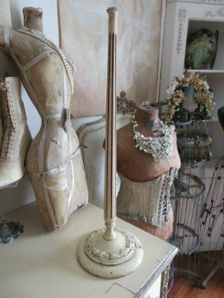 THE BEST Old Vintage Creamy White Barbola Gesso WOOD HAT STAND HOLDER 2 ' Tall 3