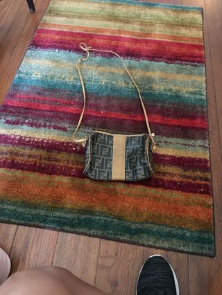 Vintage Vtg 90s Fendi Made In Italy Coated Canvas Stripe Crossbody Handbag Bag