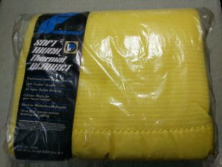 Fieldcrest Vintage Waffle Weave Blanket Nip Yellow Queen Acrylic Thermal Usa