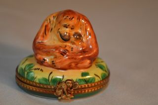 Vintage Limoges French Figural Trinket Box – Full Body Monkey With Baby