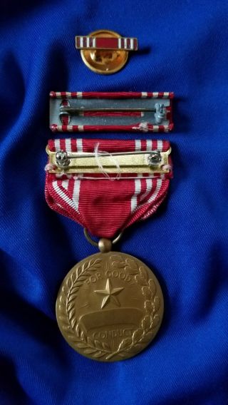 WWII US ARMY GOOD CONDUCT MEDAL W/ RIBBON & LAPEL PIN 3