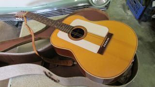 Vintage 1962 Goya F - 19,  6 String Acoustic Guitar With Case,  Made In Sweden Rare
