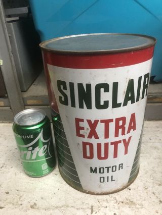 Large Vintage Sinclair Extra Duty Motor Oil Sae 30.  Large 5 Quarts