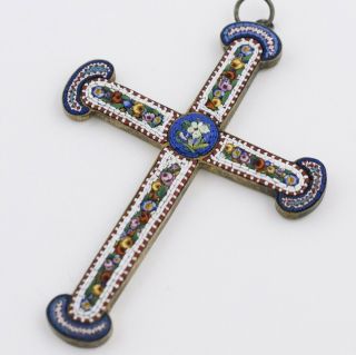 Antique Victorian Micromosaic Micro Mosaic Large Cross Pendant