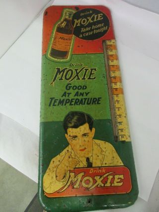 Vintage Advertising Moxie Soda Large Store Tin Thermometer 666 - I