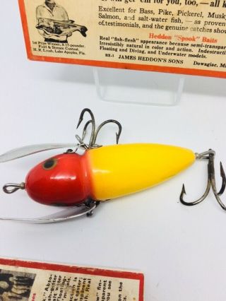 Vintage RARE Heddon Musky Crazy Crawler Antique Fishing Lure YELLOW/RED 4