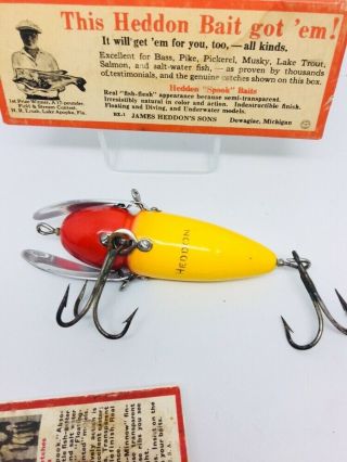 Vintage RARE Heddon Musky Crazy Crawler Antique Fishing Lure YELLOW/RED 5