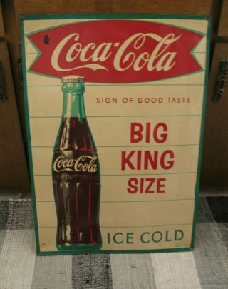 A25 - Vintage 1958 Coca - Cola Coke Big King Size Ice Cold Bottle Graphic