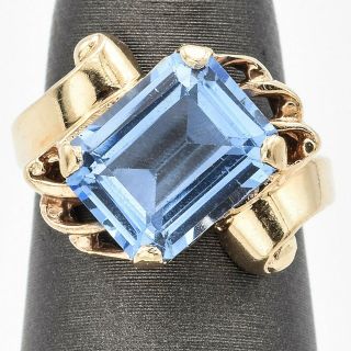 Vintage 14k Yellow Gold 3.  52 Ct Blue Spinel Band Ring 3.  2 Grams