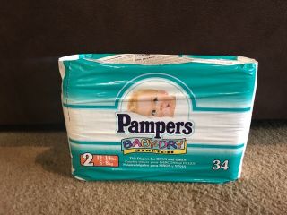 Vintage Pampers Baby Dry Pack Of 34 Diapers 1997 Plastic Back Collectors