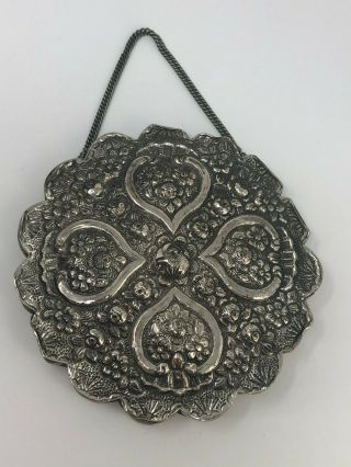 Antique Bedo 900/1000 Sterling Silver Hanging Mirror (turkish)