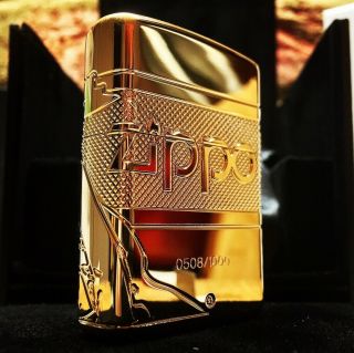 Gold Windy Limited Edition Zippo Lighter 360° Engraving.  Rare - Only 1000 Made.