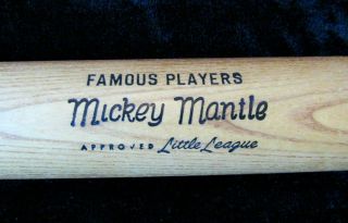 Vtg Famous Players Mickey Mantle Bat Flame Fused A1512 Little League